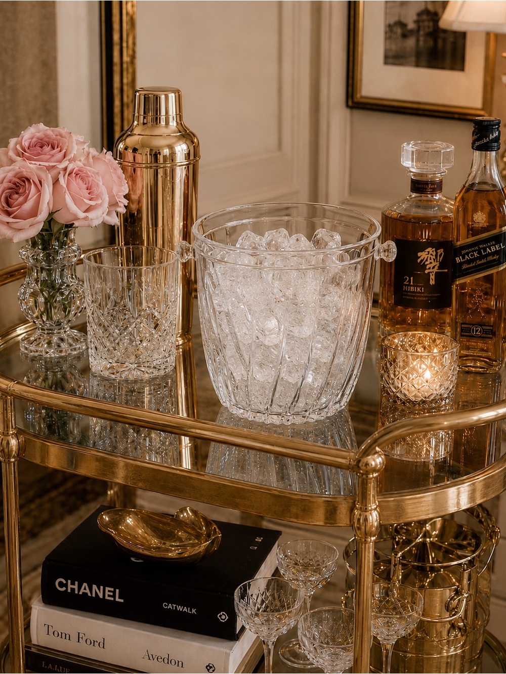 Bormioli Rocco "Moncayo" mini glass ice bucket, made in Italy.